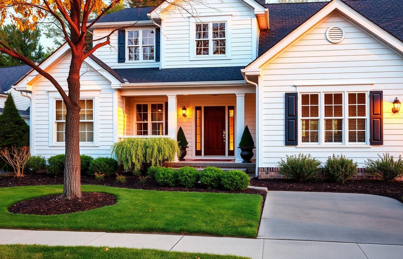 Renovated residential property with fresh paint and landscaping